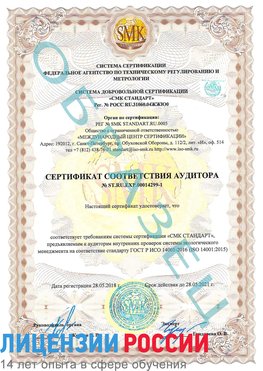 Образец сертификата соответствия аудитора №ST.RU.EXP.00014299-1 Дзержинский Сертификат ISO 14001